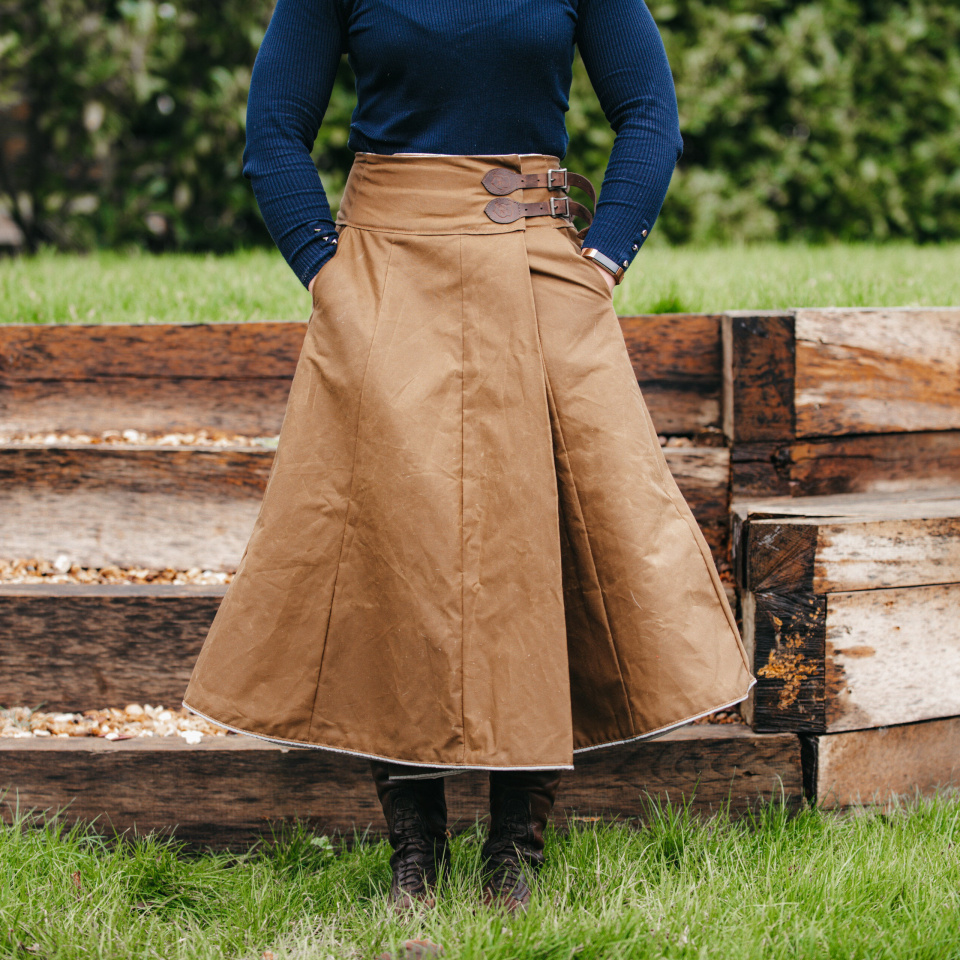 Handmade British bespoke waterproof horse riding skirt, countryside fashion