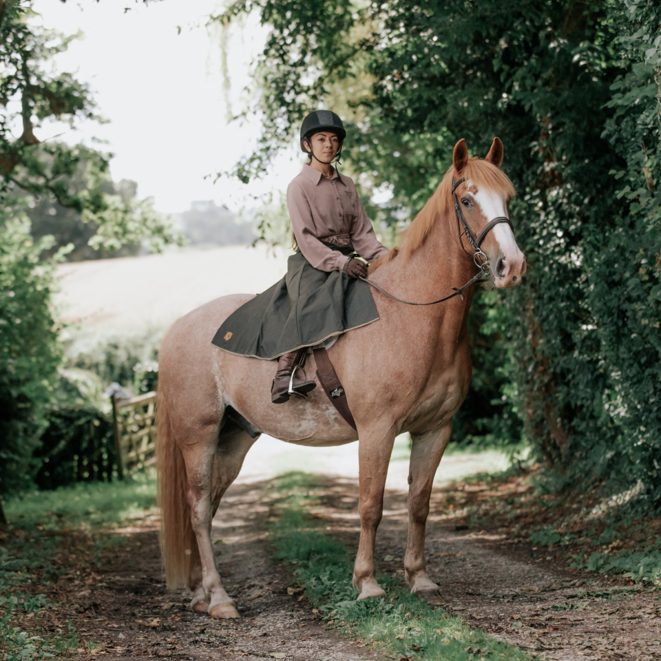 Bespoke Handmade wax cotton waterproof horse riding skirt