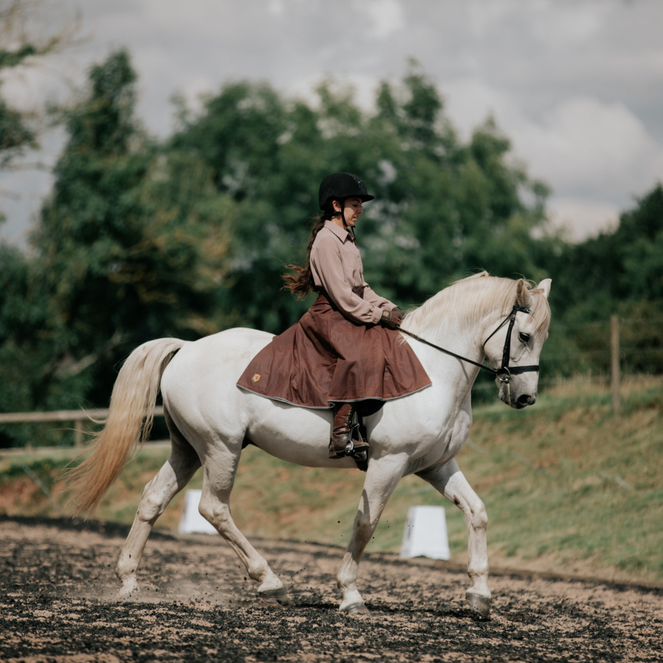 Bespoke Handmade wax cotton waterproof horse riding skirt